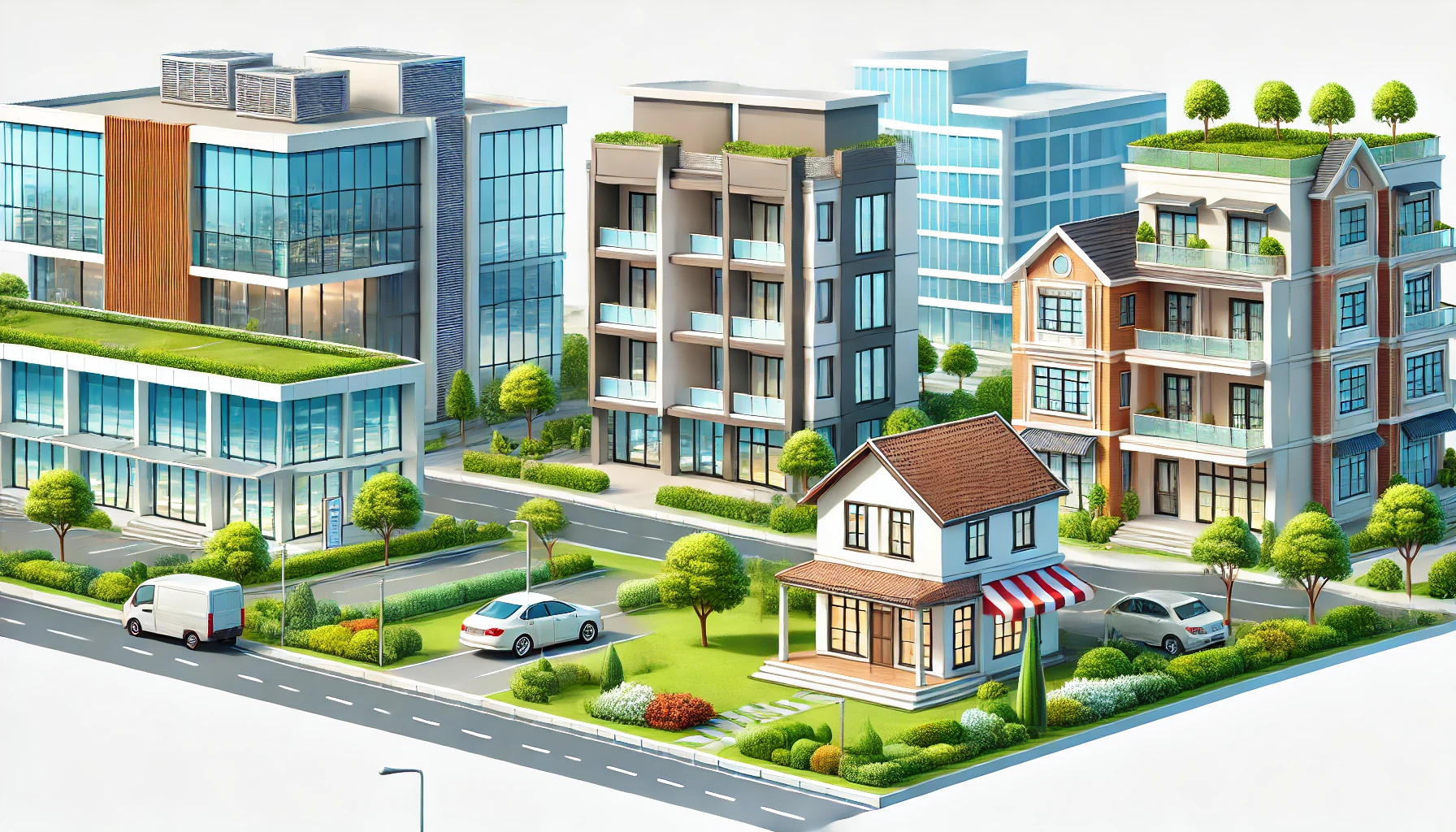 illustration of different types of investment properties